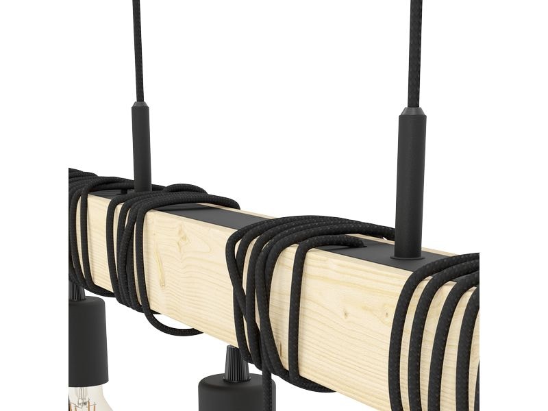 EGLO Leuchten Pendelleuchte TOWNSHEND schwarz, braun exkl. E27 6x60W