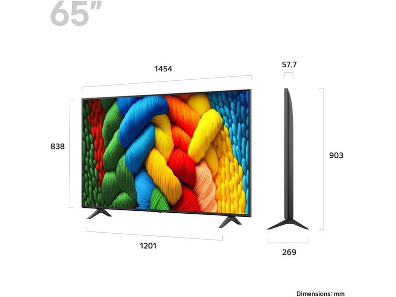LG TV 65NANO80A6B 65", 3840 x 2160 (Ultra HD 4K), LED-LCD