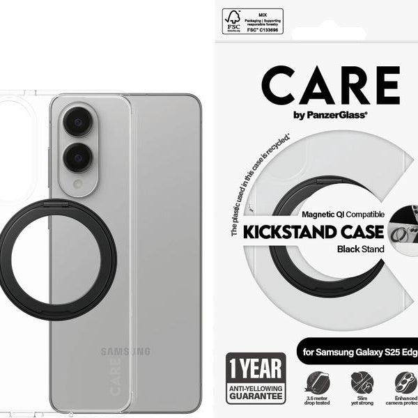 CARE Back Cover Feature mit Kickstand Transparent/Schwarz