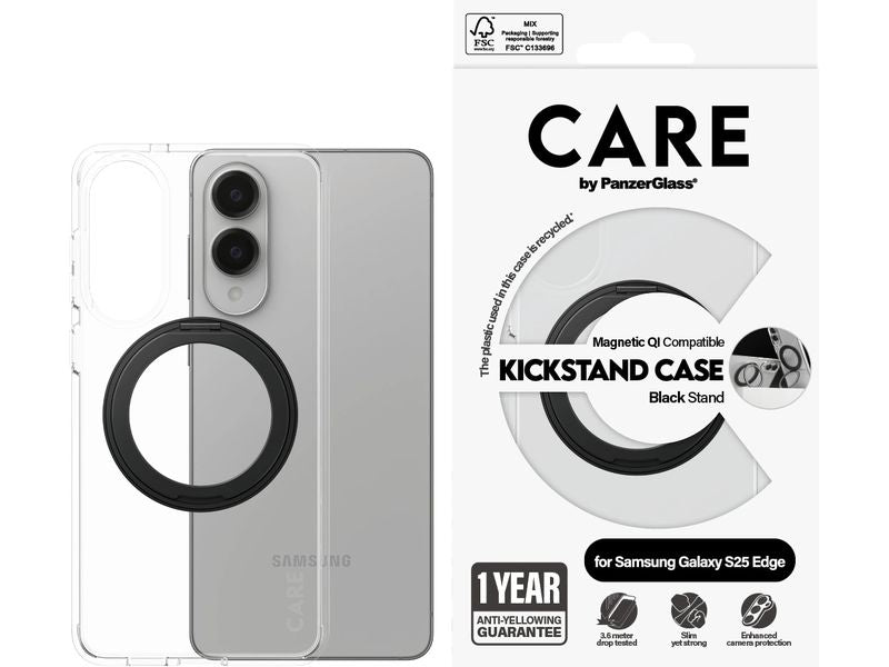 CARE Back Cover Feature mit Kickstand Transparent/Schwarz