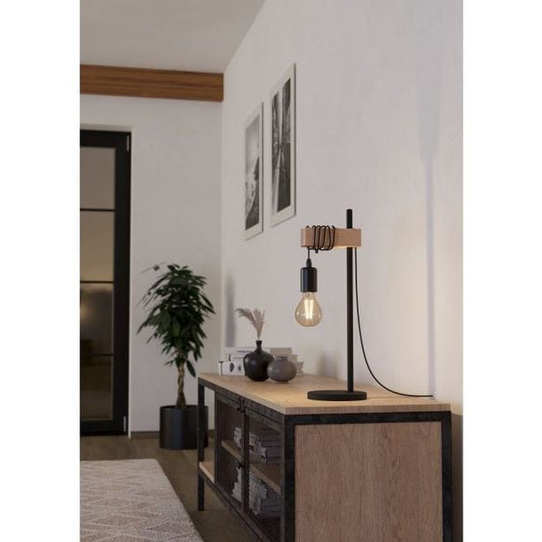 EGLO Leuchten Tischleuchte TOWNSHEND schwarz, braun exkl. E27 1x10W