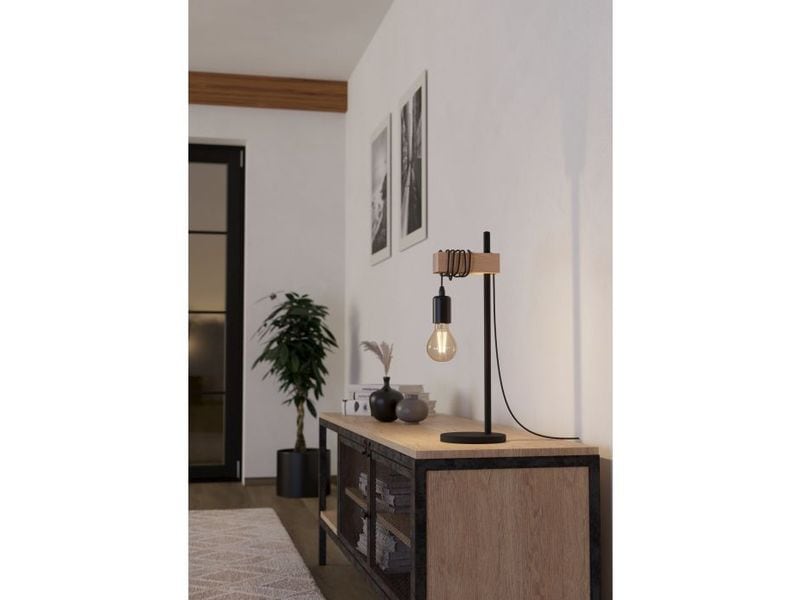 EGLO Leuchten Tischleuchte TOWNSHEND schwarz, braun exkl. E27 1x10W