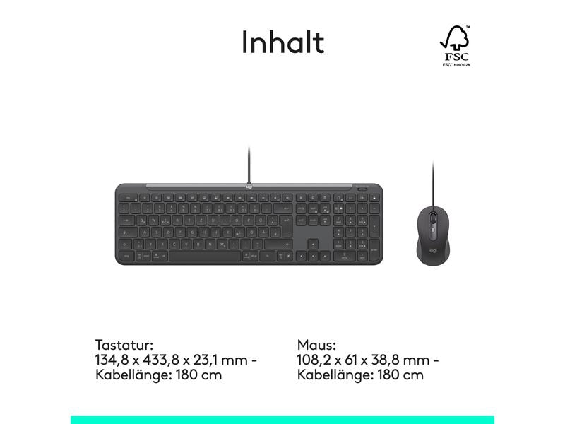 Logitech Tastatur-Maus-Set MK620 wired Combo for Business