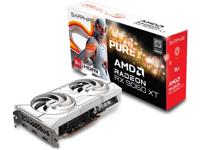 SAPPHIRE Grafikkarte AMD Radeon RX9060 XT PURE OC 16GB GDDR6