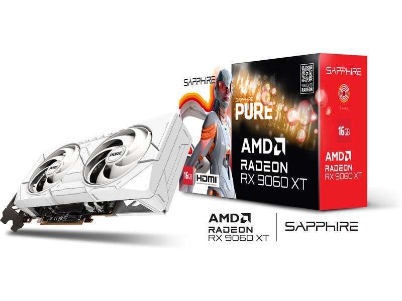 SAPPHIRE Grafikkarte AMD Radeon RX9060 XT PURE OC 16GB GDDR6