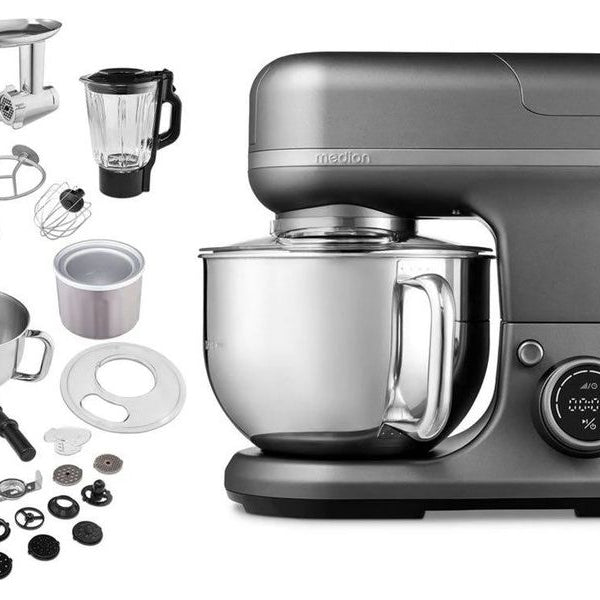 Medion Küchenmaschine 4in1, Grau/Silber