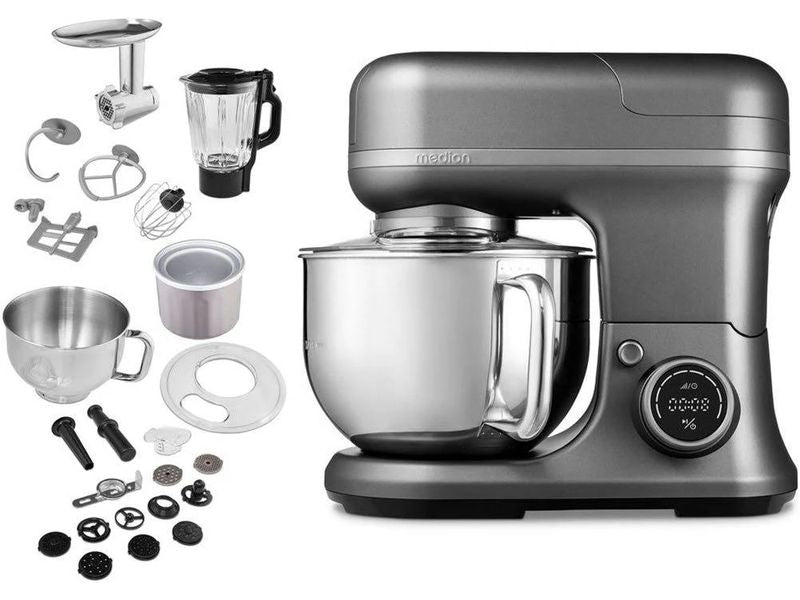 Medion Küchenmaschine 4in1, Grau/Silber