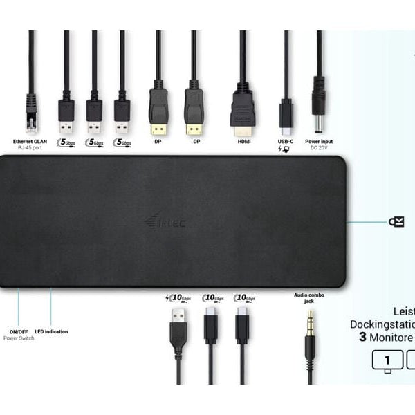 i-tec Dockingstation USB-C 3x 4K Gen 2 Pro + PD 100 W