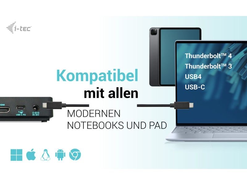 i-tec Dockingstation USB-C 3x 4K Gen 2 Pro + PD 100 W