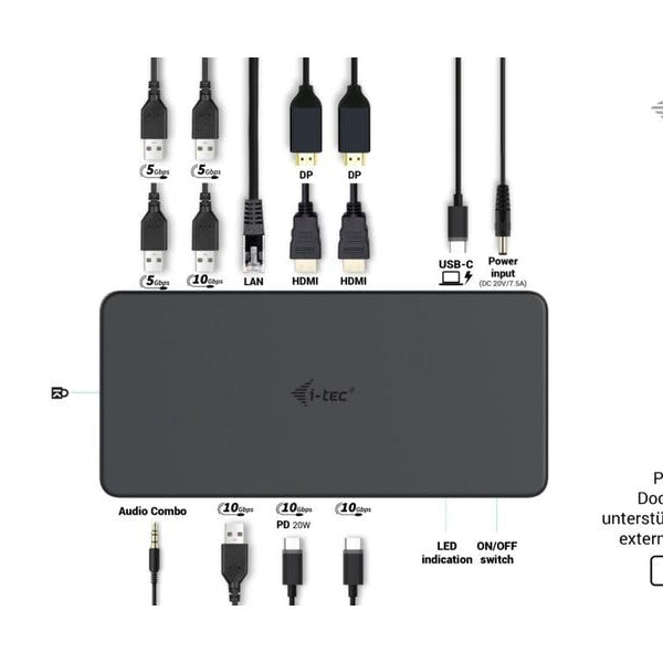 i-tec Dockingstation USB 3.0 / USB-C / TB 3 2x 4K Gen2 + PD 100 W