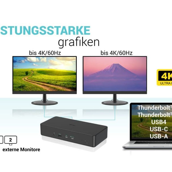 i-tec Dockingstation USB 3.0 / USB-C / TB 3 2x 4K Gen2 + PD 100 W