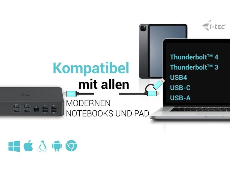 i-tec Dockingstation USB 3.0 / USB-C / TB 3 2x 4K Gen2 + PD 100 W