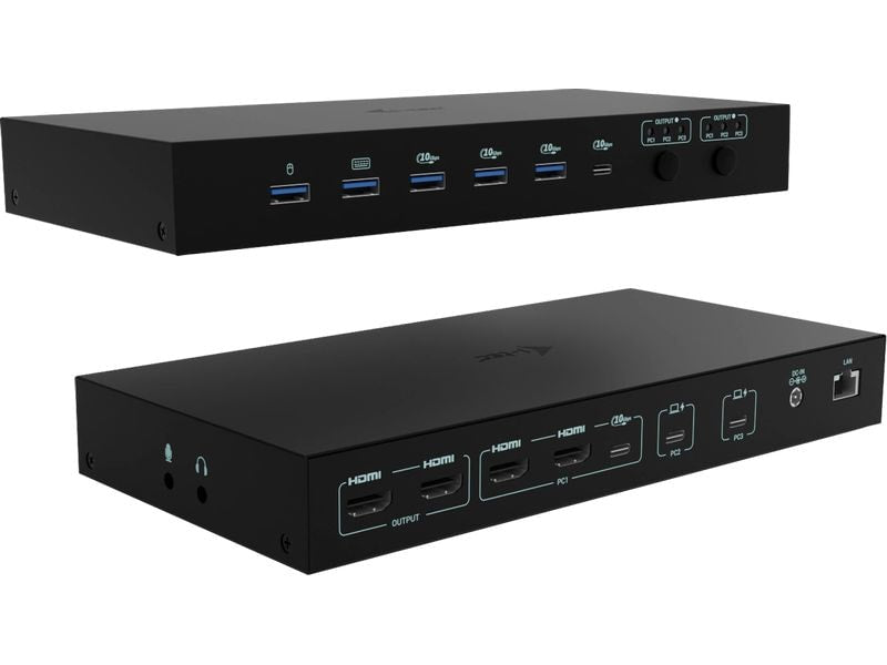i-tec Dockingstation USB-C KVM Dock PRO Drei Hosts, 2x PD max 92W