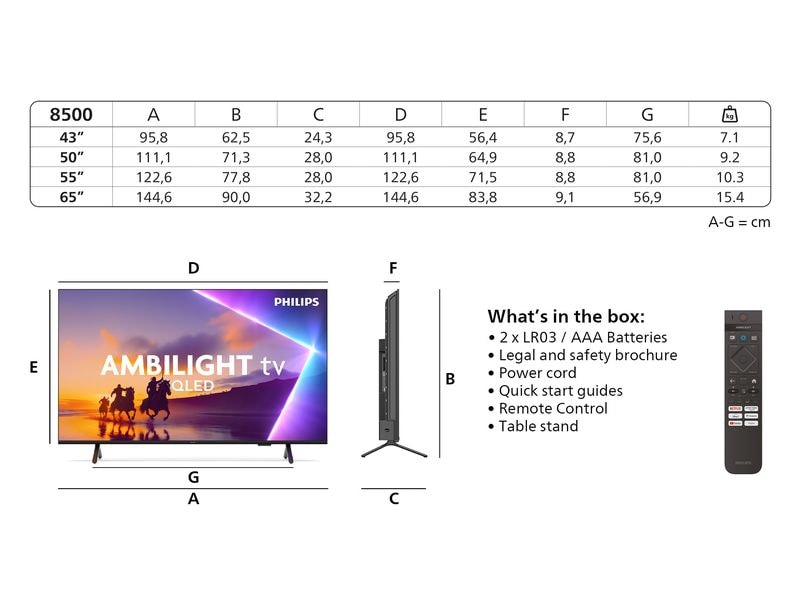 Philips TV 55PUS8500/12 55" 4K Ambilight TV, 2025