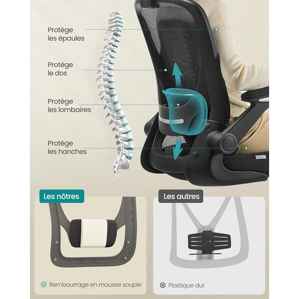 Songmics Bürostuhl mit klappbaren Armlehnen