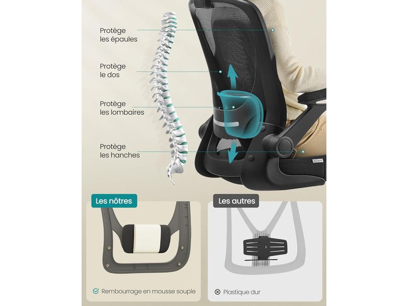 Songmics Bürostuhl mit klappbaren Armlehnen