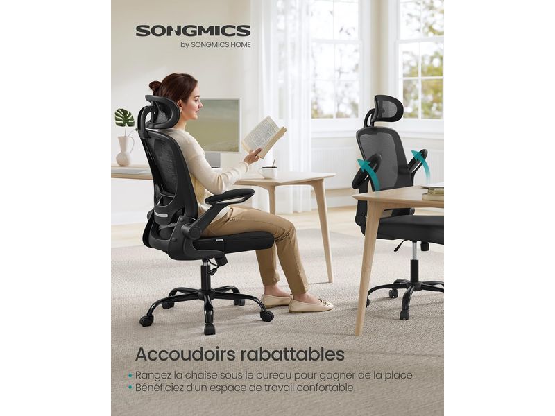 Songmics Bürostuhl mit klappbaren Armlehnen