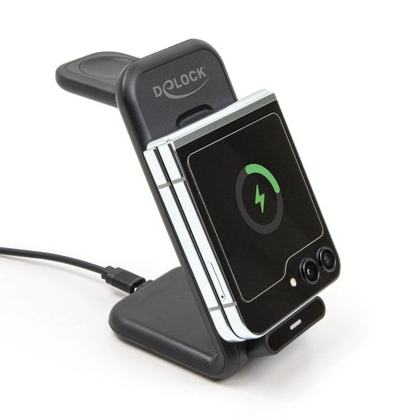 Delock Wireless Charger 3 in 1 mit 2 Ladespulen 5 W/5W/15 W