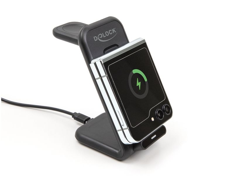 Delock Wireless Charger 3 in 1 mit 2 Ladespulen 5 W/5W/15 W