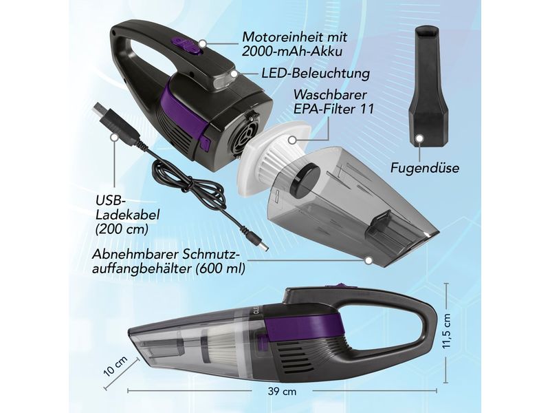 CLEANmaxx Akku-Handsauger Grau, Violett Grau, Violett