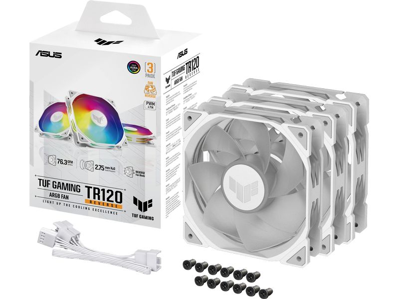 ASUS PC-Lüfter TUF GAMING TR120 ARGB REVERSE 3IN1 Weiss