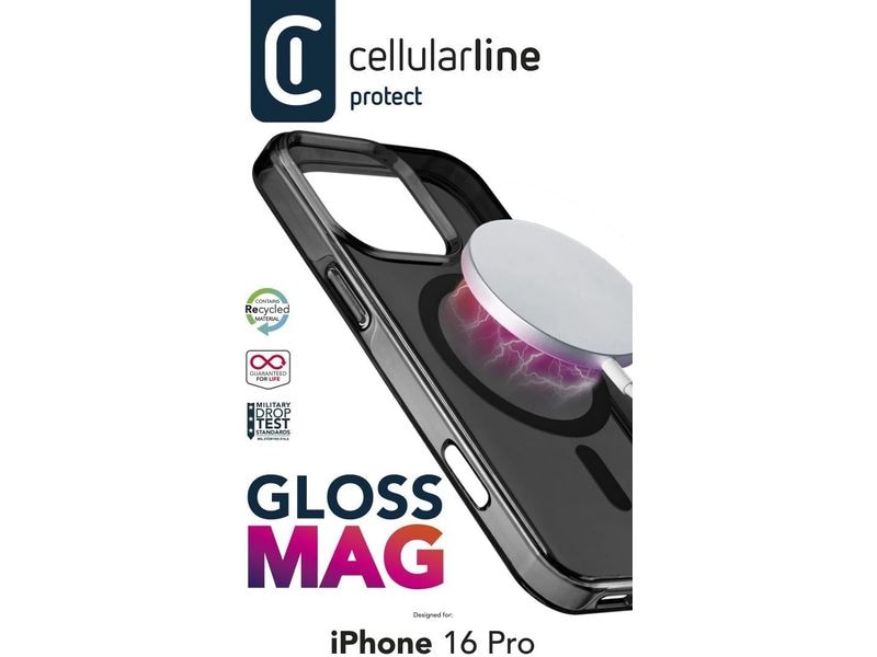 Cellular Line Back Cover Gloss Case iPhone 16 Pro Black