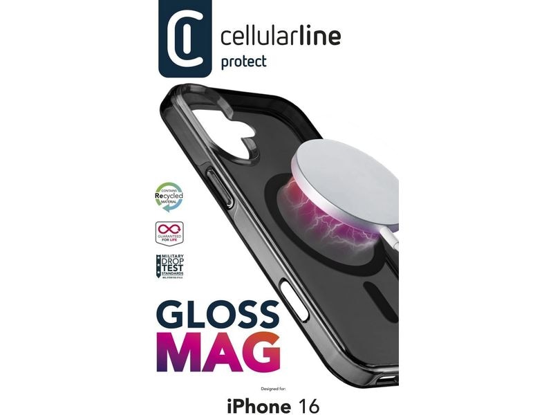 Cellular Line Back Cover Gloss Case iPhone 16 Black