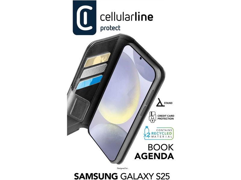 Cellular Line Book Cover Book Agenda 2 Galaxy S25 Schwarz