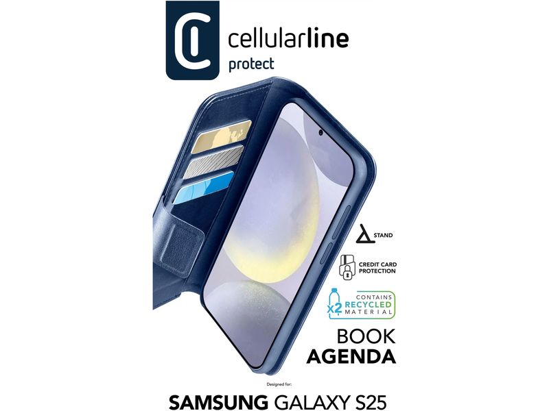 Cellular Line Book Cover Book Agenda 2 Galaxy S25 Blau