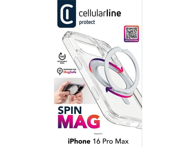 Cellular Line Back Cover Spin iPhone 16 Pro Max Transparent
