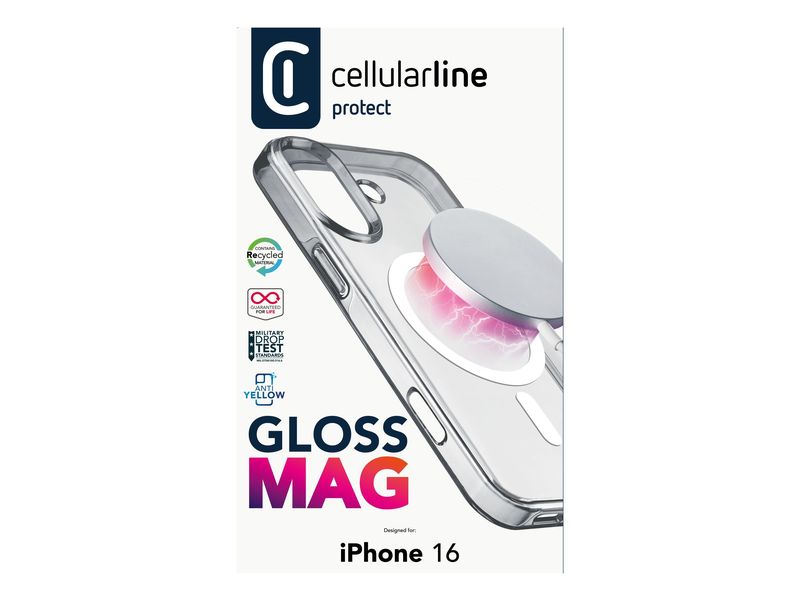 Cellular Line Back Cover Gloss Case iPhone 16 Transparent