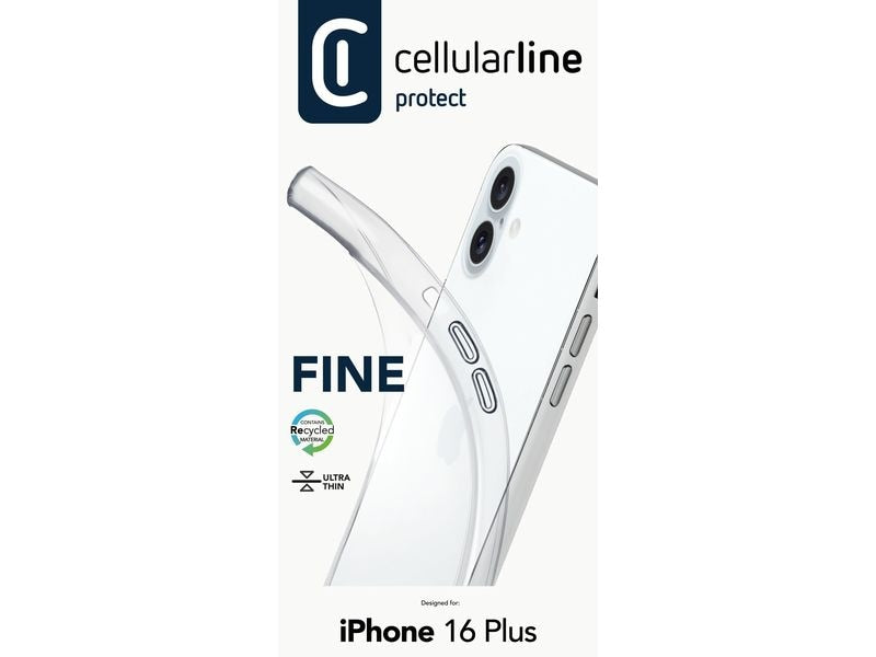 Cellular Line Back Cover Rubber Case iPhone 16 Plus Clear
