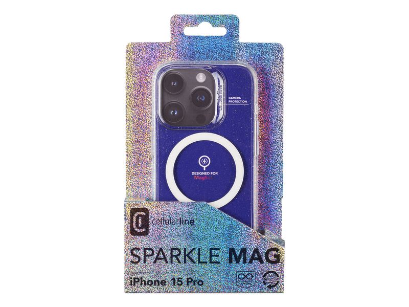 Cellular Line Back Cover Sparkle Case iPhone 15 Pro Transparent