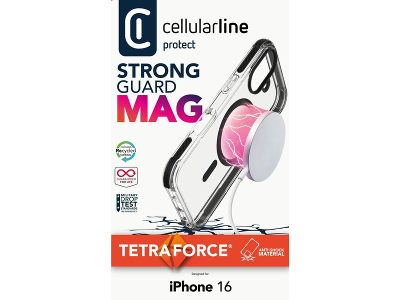 Cellular Line Back Cover Strong Guard iPhone 16 Transparent