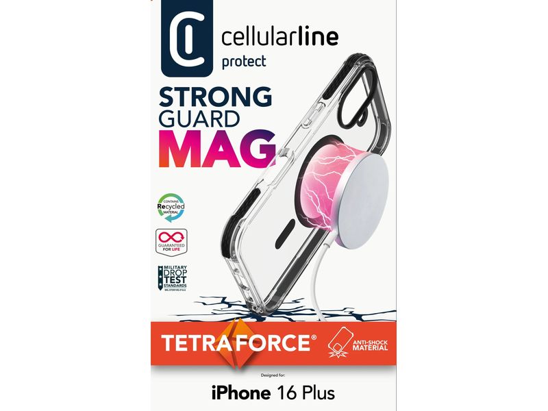 Cellular Line Back Cover Strong Guard iPhone 16 Plus Transparent