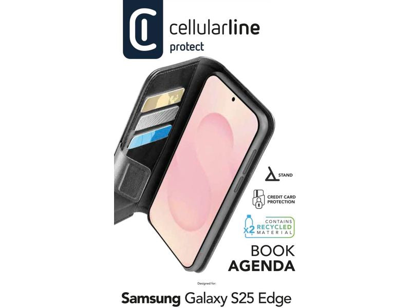 Cellular Line Book Cover Book Agenda 2 Galaxy S25 Edge Schwarz