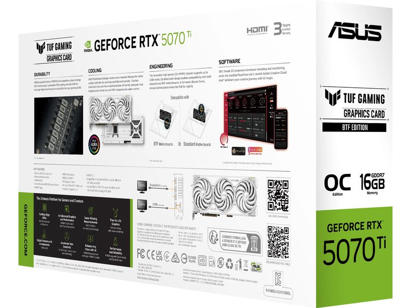ASUS Grafikkarte TUF GeForce RTX5070TI 16G BTF Weiss