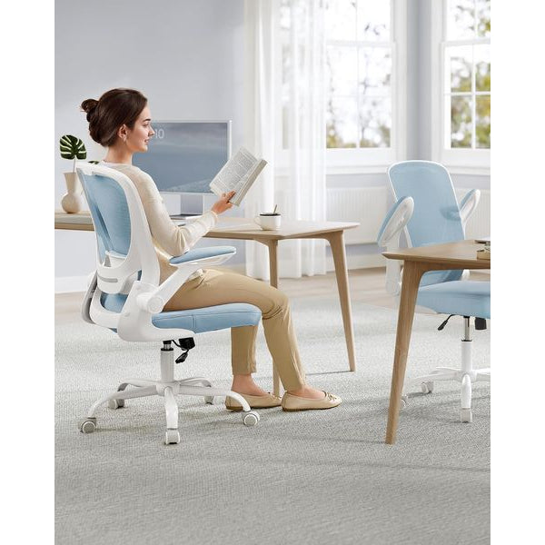 Songmics Bürostuhl mit klappbaren Armlehnen Hellblau