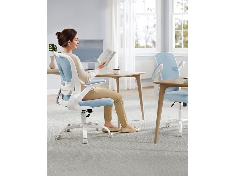Songmics Bürostuhl mit klappbaren Armlehnen Hellblau