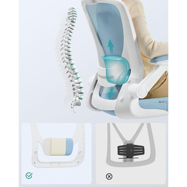 Songmics Bürostuhl mit klappbaren Armlehnen Hellblau