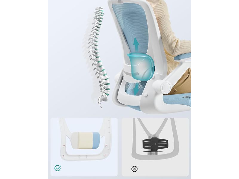 Songmics Bürostuhl mit klappbaren Armlehnen Hellblau