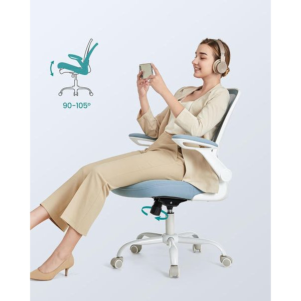 Songmics Bürostuhl mit klappbaren Armlehnen Hellblau