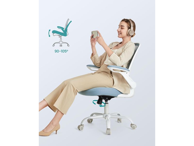 Songmics Bürostuhl mit klappbaren Armlehnen Hellblau