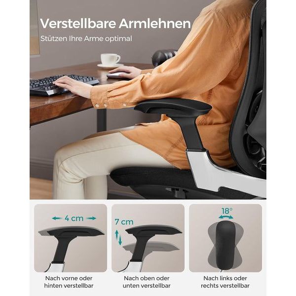 Songmics Bürostuhl mit Armlehnen und Fusskreuz