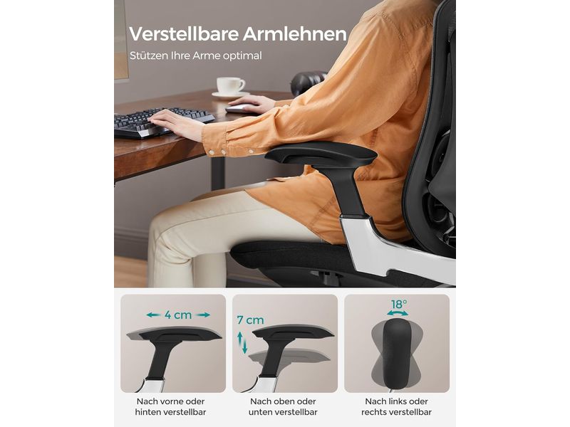 Songmics Bürostuhl mit Armlehnen und Fusskreuz