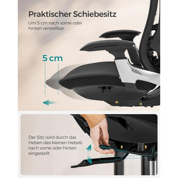 Songmics Bürostuhl mit Armlehnen und Fusskreuz