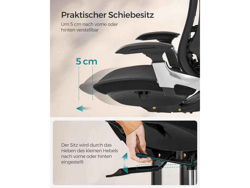 Songmics Bürostuhl mit Armlehnen und Fusskreuz