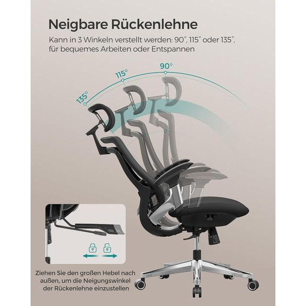 Songmics Bürostuhl mit Armlehnen und Fusskreuz