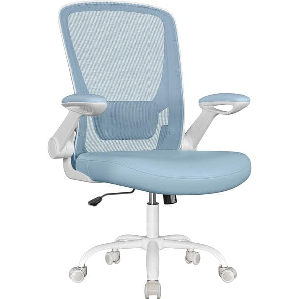 Songmics Bürostuhl mit klappbaren Armlehnen Hellblau
