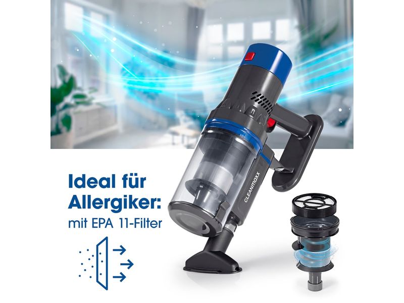 CLEANmaxx Akku-Hand- und Stielsauger Grau / Blau